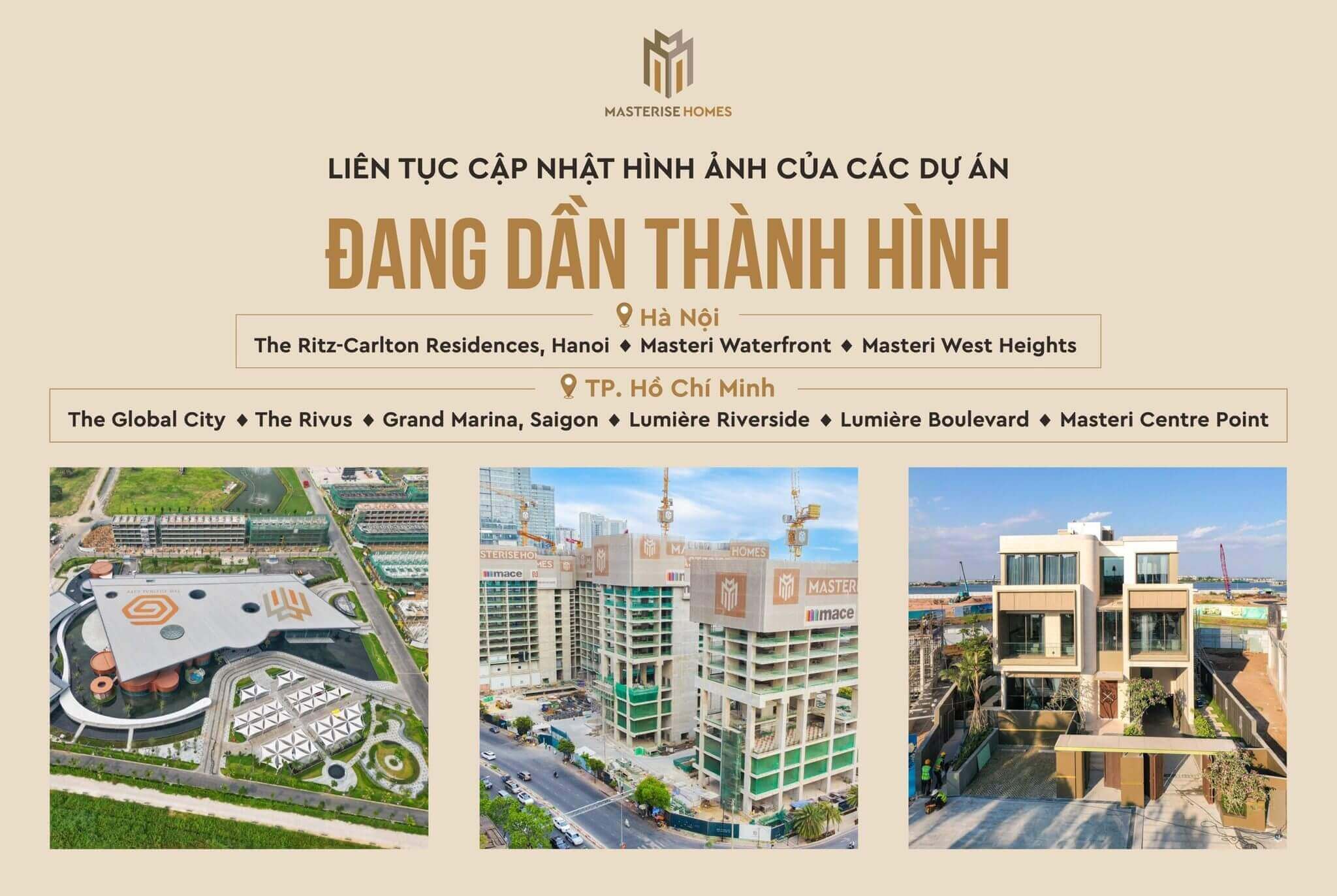 Các dự án Masterise Homes triển khai đang dần hình thành tháng 4/2023