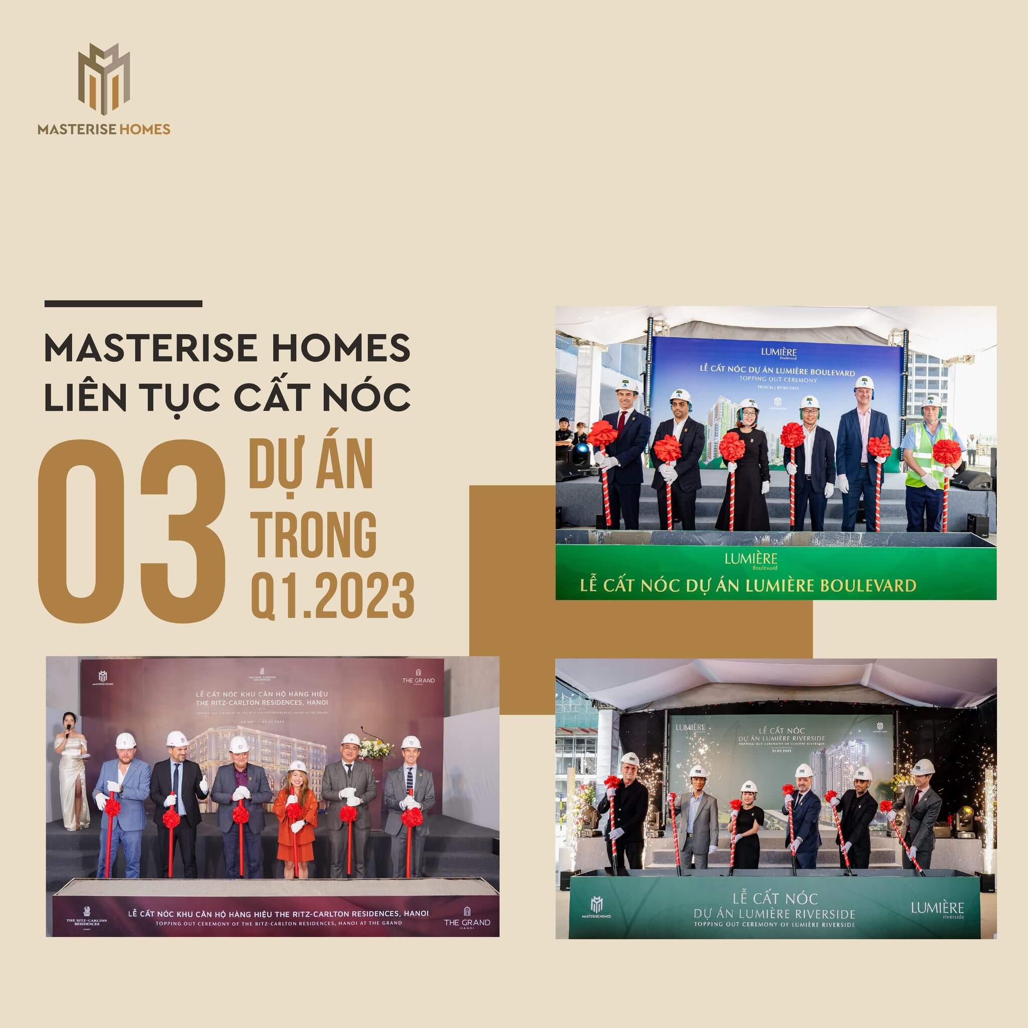 MASTERISE HOMES LIÊN TỤC CẤT NÓC 3 DỰ ÁN TRONG Q1/2023